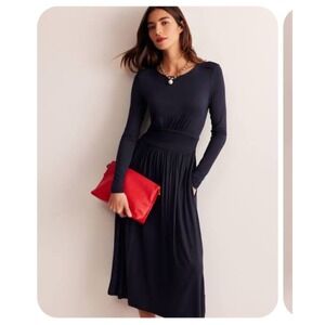 Boden Thea Long Sleeve Jersey Knit Midi Dress Size 16/18R UK20R Navy Womens NWT